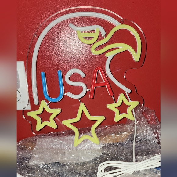USA Arcrylic Neon Eagle Light Sign with Stars - Picture 4 of 9